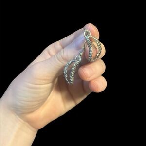 Crescent shaped sterling silver earrings